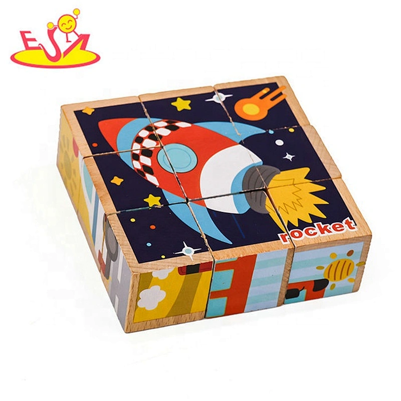 2019 New design children educational wooden cube puzzle with customize W14F059