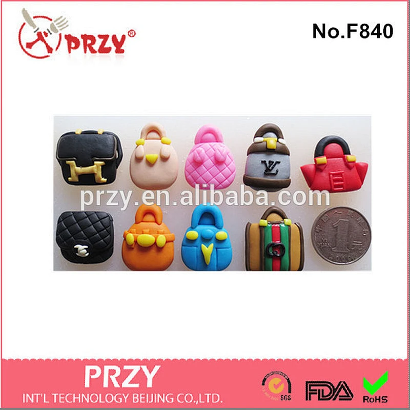 F840 PRZY bag silicone mold for fondant , decorative silicone mold for fondant