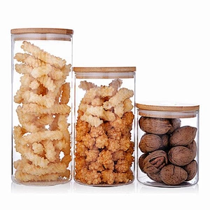 China Manufacture Home Decoration Food Container Glass Jar Cookies Storage Glass Bottle with Lid