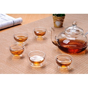 Small capacity glass cup 50ml double-layer heat proof bowl for tea drinking