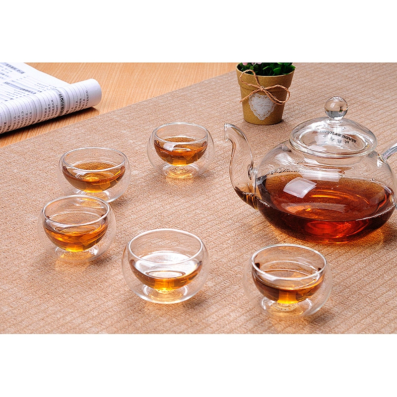 Small capacity glass cup 50ml double-layer heat proof bowl for tea drinking