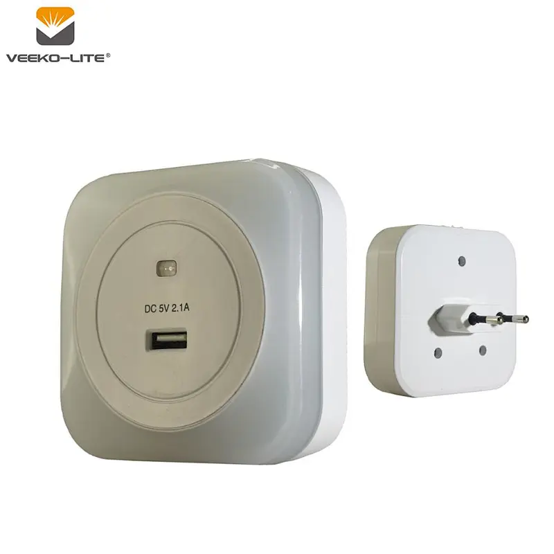 1USB Ports white light 8pcs plug in LED sensor night light