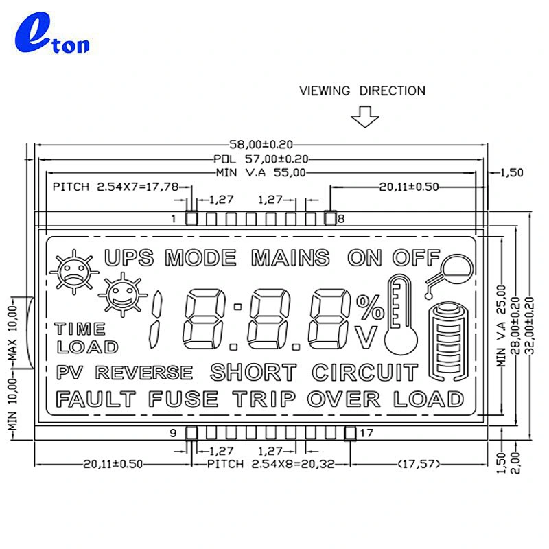 transparent graphic lcd display panel for meters