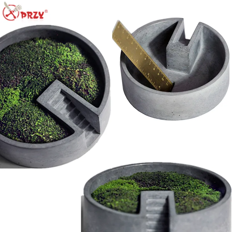 Creative Concrete mold circular staircase flower pots Mould Silicone garden Cement desktop decorations Molds