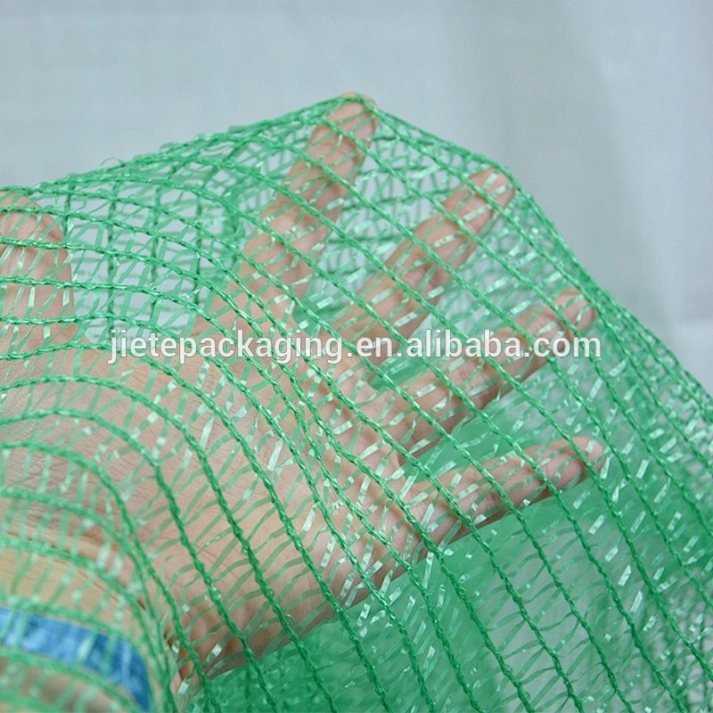Green firewood packaging PE mesh bag with drawstring