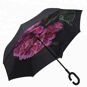 Inside full printed umbrella Reverse Umbrella Bright colored umbrella