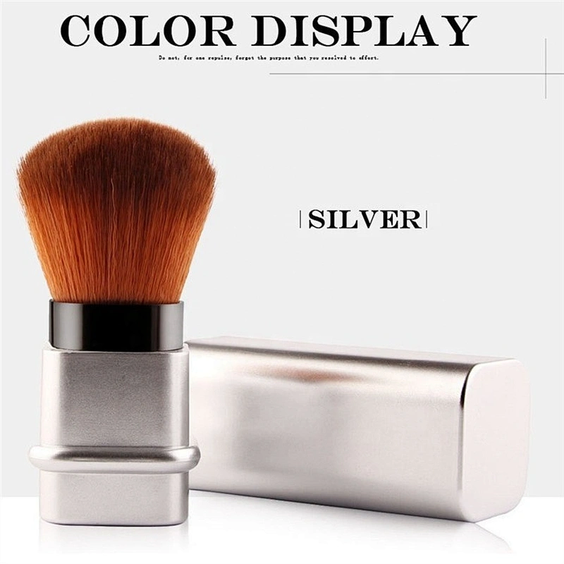 Cosmetic Brushes Custom Label-wholesale Mushroom Mini Travel Fan Brush Retractable Kabuki Makeup Brush Custom Logo