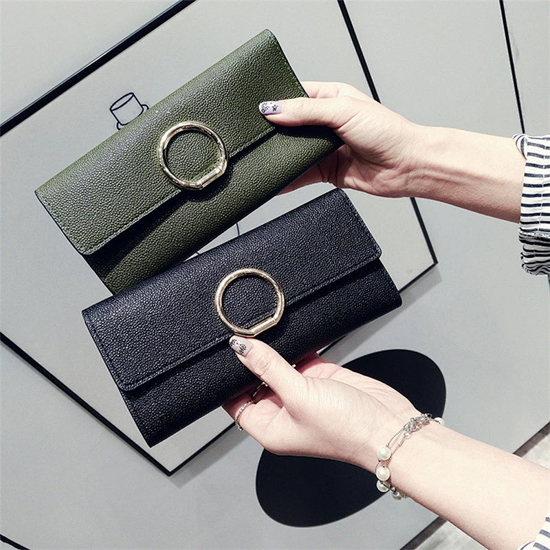 Light Grey Leather Wallet Mini Card Holder Women'S Wallet