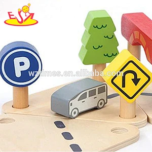wholesale wooden parking garage toy set for kids W04B026