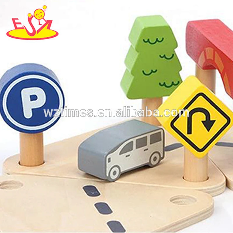 wholesale wooden parking garage toy set for kids W04B026