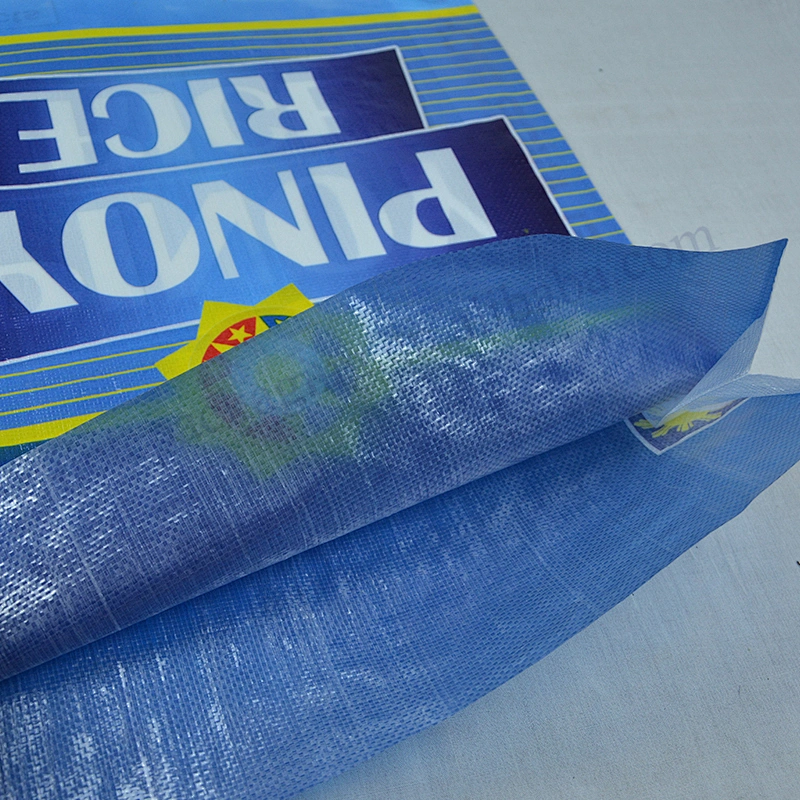 Wholesale plastic pouch bopp laminated pp woven rice bag 50kg