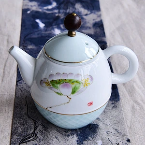 Graceful lotus handmade pattern 10-piece set ceramic cup for corporate gift