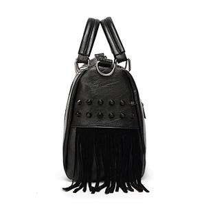 Beautiful korean ladies pu hand bags women black printed handbags tote