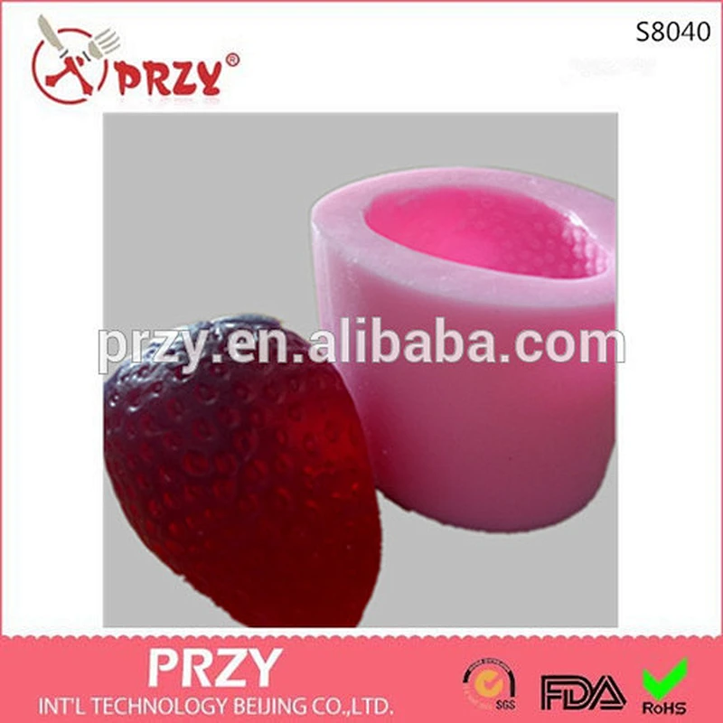 hot sale mini creative silicone fruit mould red strawberry molds silicone for concrete vase