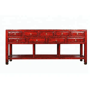 chinese antique distressed lacquered wooden furniture, console table in living room