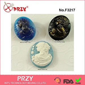 F3217 Lady Cameo Cabochon Flexible Silicone Mold/Mould (40mm) for Crafts, Jewelry, Scrapbooking, (resin, pmc, polymer clay)