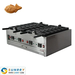 Double head electric 12pcs grill fish shape waffle cake baker machine