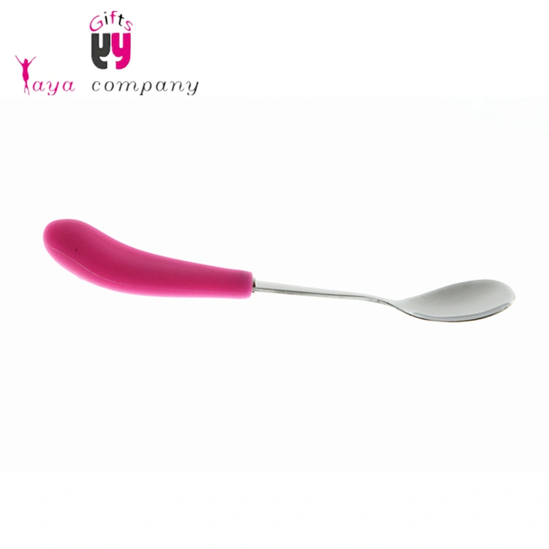 Custom Unbreakable Restaurant Cooking Mini Stainless Steel Spoon With Silicone Handle