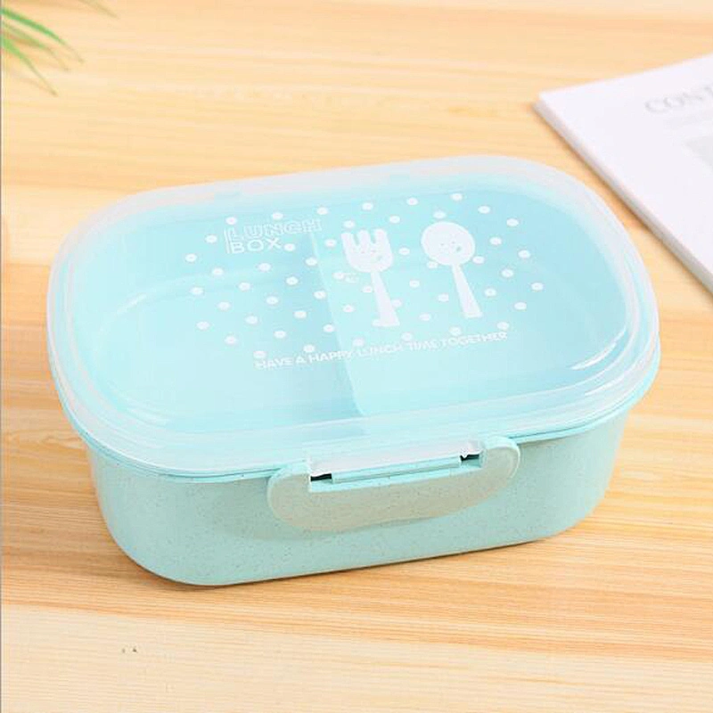 Free Sample Healthy Safe Insulated Leakproof Lunch Box Eco Friendly Wheat Fiber Bento Box Double Layers Plastic Food Container