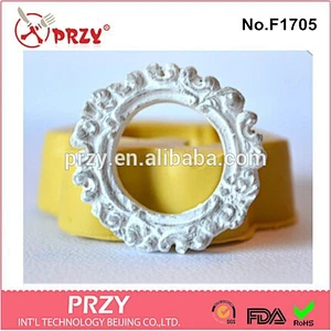 2015 hotsaleSmall Round Floral Frame cake decor silicone cake mold