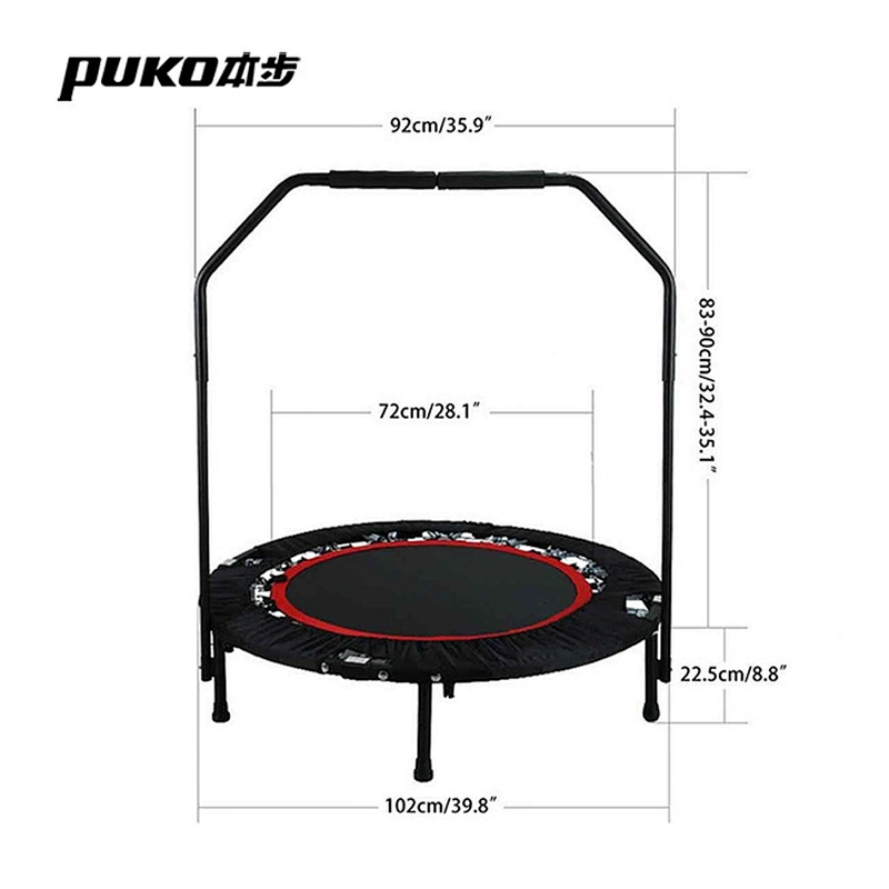 zhejiang factory spring 4-folding gym trampoline with stable handlebar