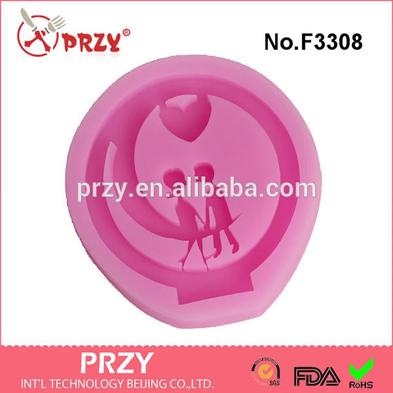 F3308 love boy and girl wedding decorations silicone mold cake decorating tools 3d silicone molds