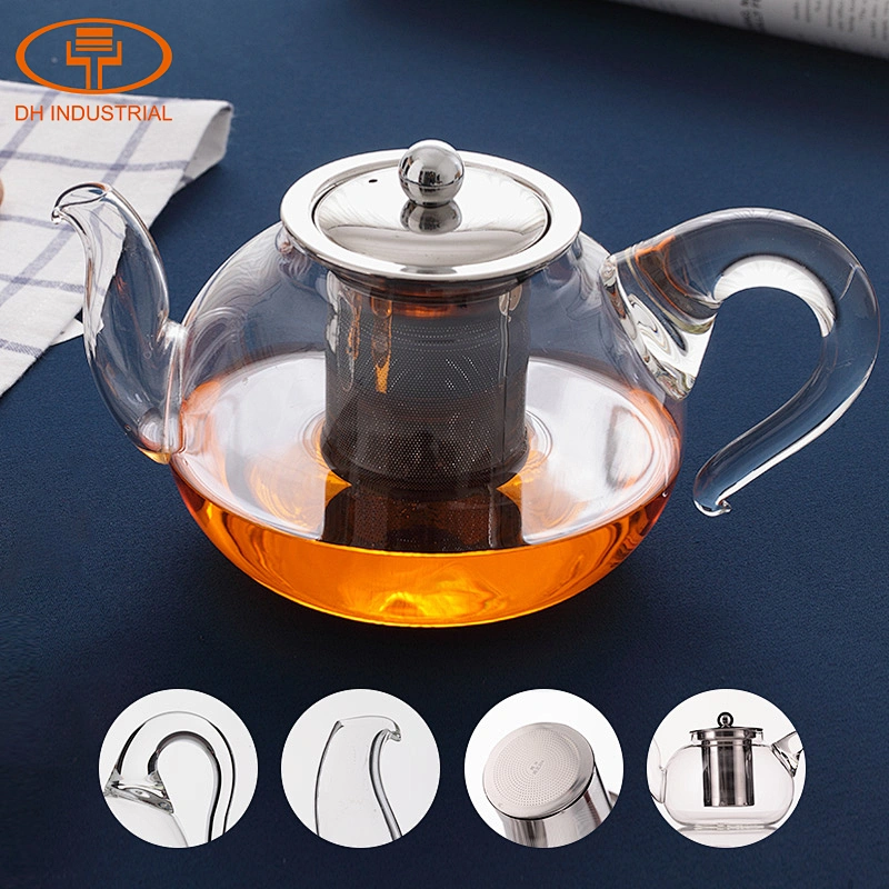 1200ml big capacity glass tea pot with stainless steel 304 strainer for home tea set