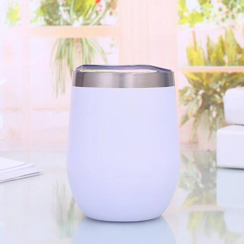 12 oz Stainless Steel Vacuum Cup Egg Shape Water Beer Juice Mug Customized Logo Double Wall Cup