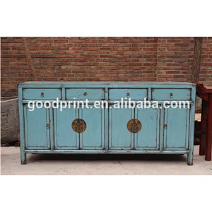 Chinese Antique Furniture Painted Console in Blue Chinese-Style Cupboard Console Sideboard