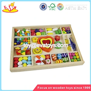 Wholesale diy creativehigh quality kids wooden beads box toy W11E012