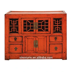 Chinese antique reclaimed wood furniture vintage hand carved sideboard buffet