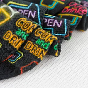 Custom Fashion Men Print Logo Colourful Pop Bamboo Daily Gift Design Dress Socks Printing Wholesale