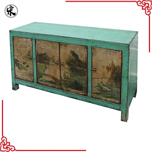 chinese antique solid wood pine painted furniture for stores