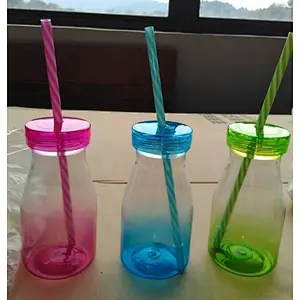 Milk Bottle Style Custom Tumblers with Straw