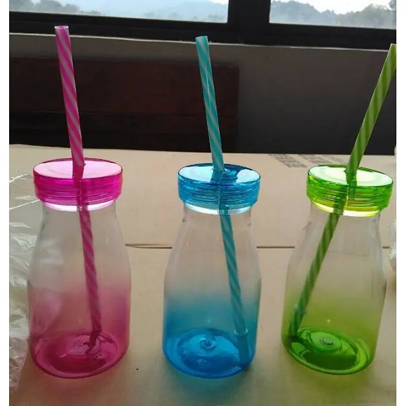 Milk Bottle Style Custom Tumblers with Straw