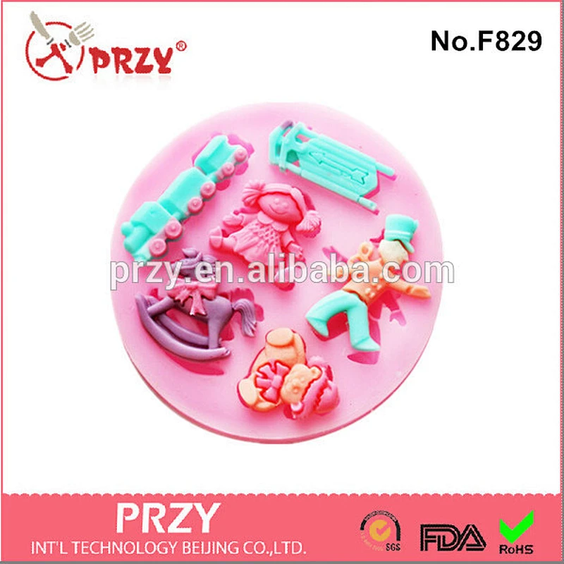 PRZY Model F829 Eco-friendly Kids toys set silicone fondant molds for sale