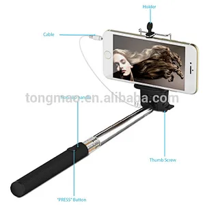 Universal For Mobile Phone Telescopic S/S cable Selfie Stick