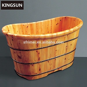 Custom Made Portable Indoor Solid Wooden Bathtub