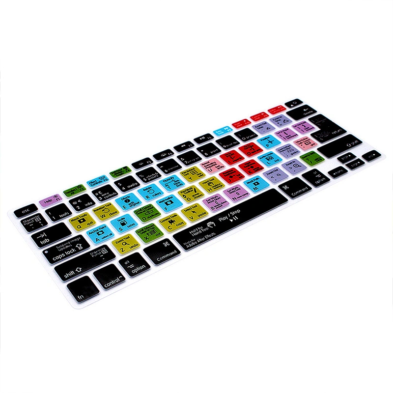 Dropship Custom Waterproof after effects keypad skin Silicone Shortcuts Keyboard Skin For Macbook Air 13'' Cover