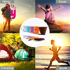reusable travel silicone foldable coffee cup with lanyard