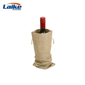 Christmas Wholesale Customized 6 Bottle Recycled Jute Drawstring Wine  Tote Protector Bags with Your Logo