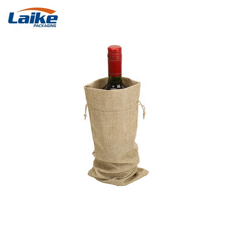 Christmas Wholesale Customized 6 Bottle Recycled Jute Drawstring Wine  Tote Protector Bags with Your Logo