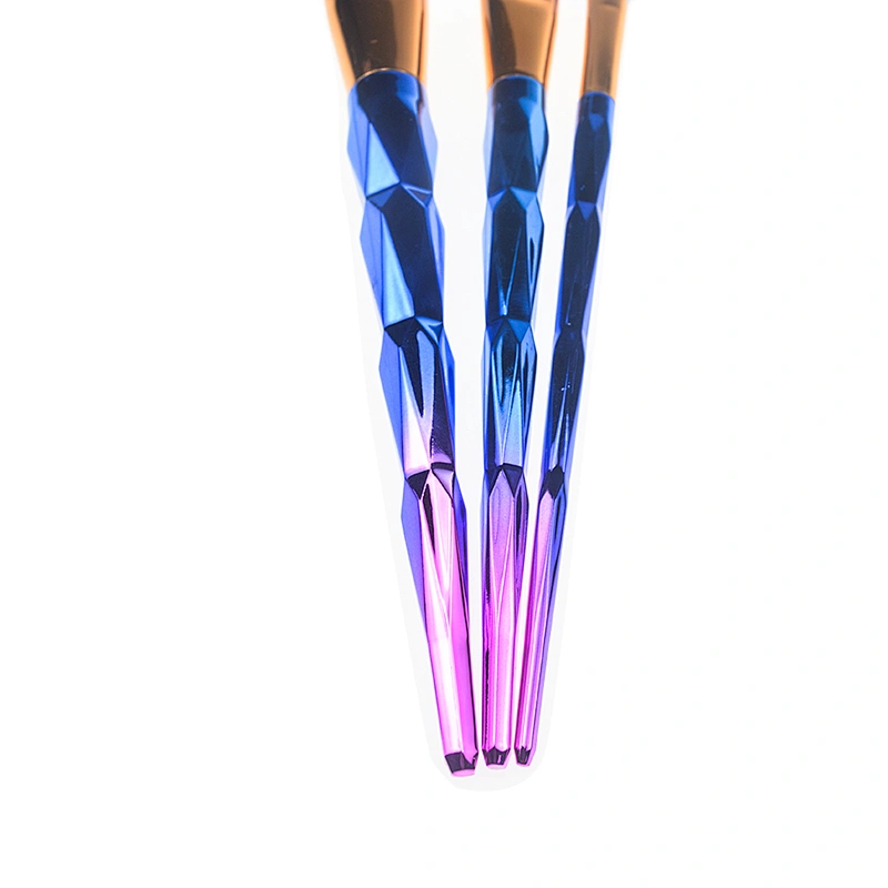 2018 best new 3pc diamond makeup brush set with electroplated plastic handle