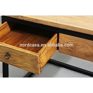 Antique Industrial Iron Natural Console Table