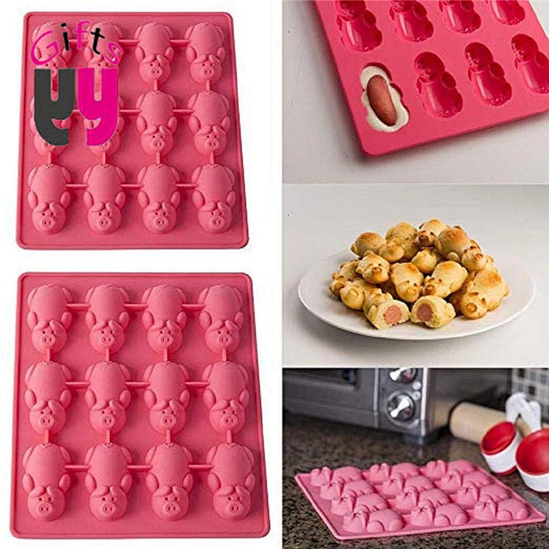 silicone mold for baking cakes 12 cavities pig shaped silicone baking mold