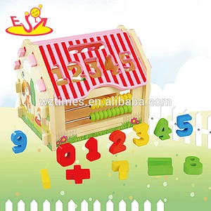 Wholesale math teaching aid wooden house shape numbers toy for kids learning W12D043