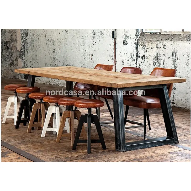 Uptop rustic vintage wooden industrial dining table furniture