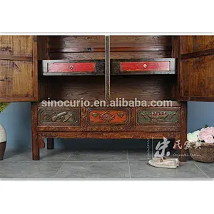 Chinese antique reproduction furniture wholesale carving clothes closet bedroom wardrobes