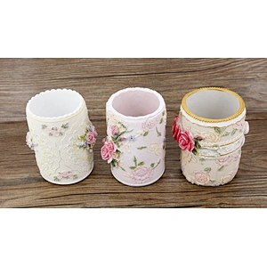 INS Style Rose Flowers Surround Pen Brush Pot Silicone Molds for Plaster Concrete