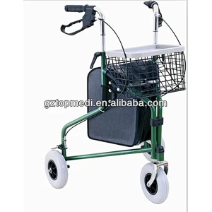 Medical equipment Powder Coated Steel Frame Triangle Rollators with Three Wheels